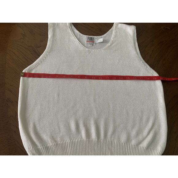 Women's FIA Italia Handwoven Sleeveless Ivory Sweater Vest Top L - Picture 7 of 8